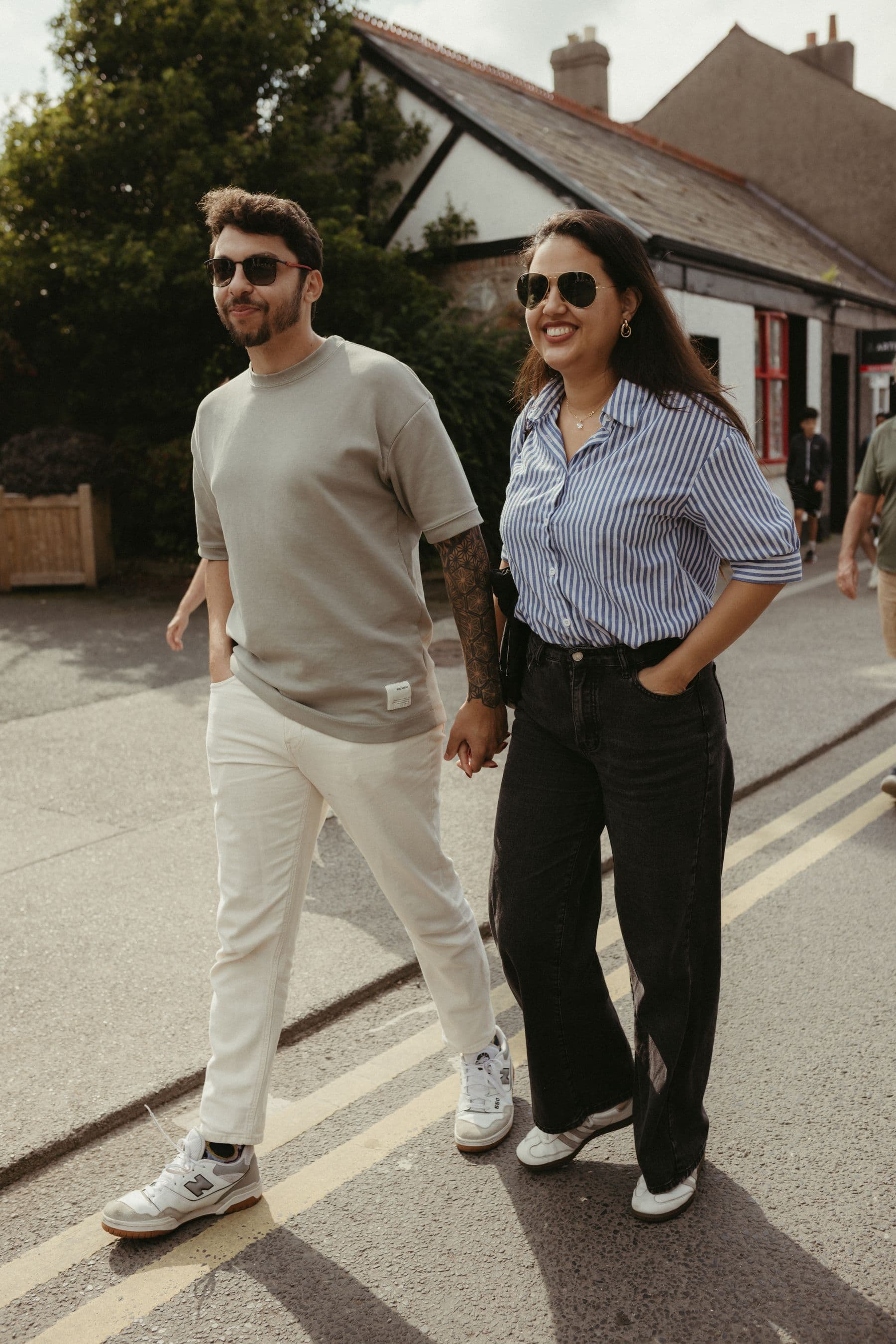 Two adults walking together in Dalkey, Dublin